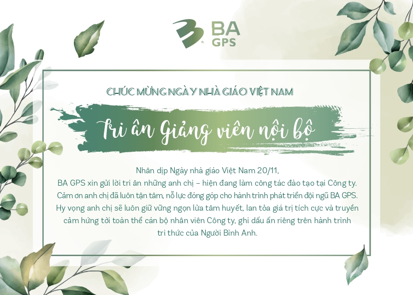 BA GPS tri ân giảng viên nội bộ ngày Nhà giáo Việt Nam ngày 20/11/2022