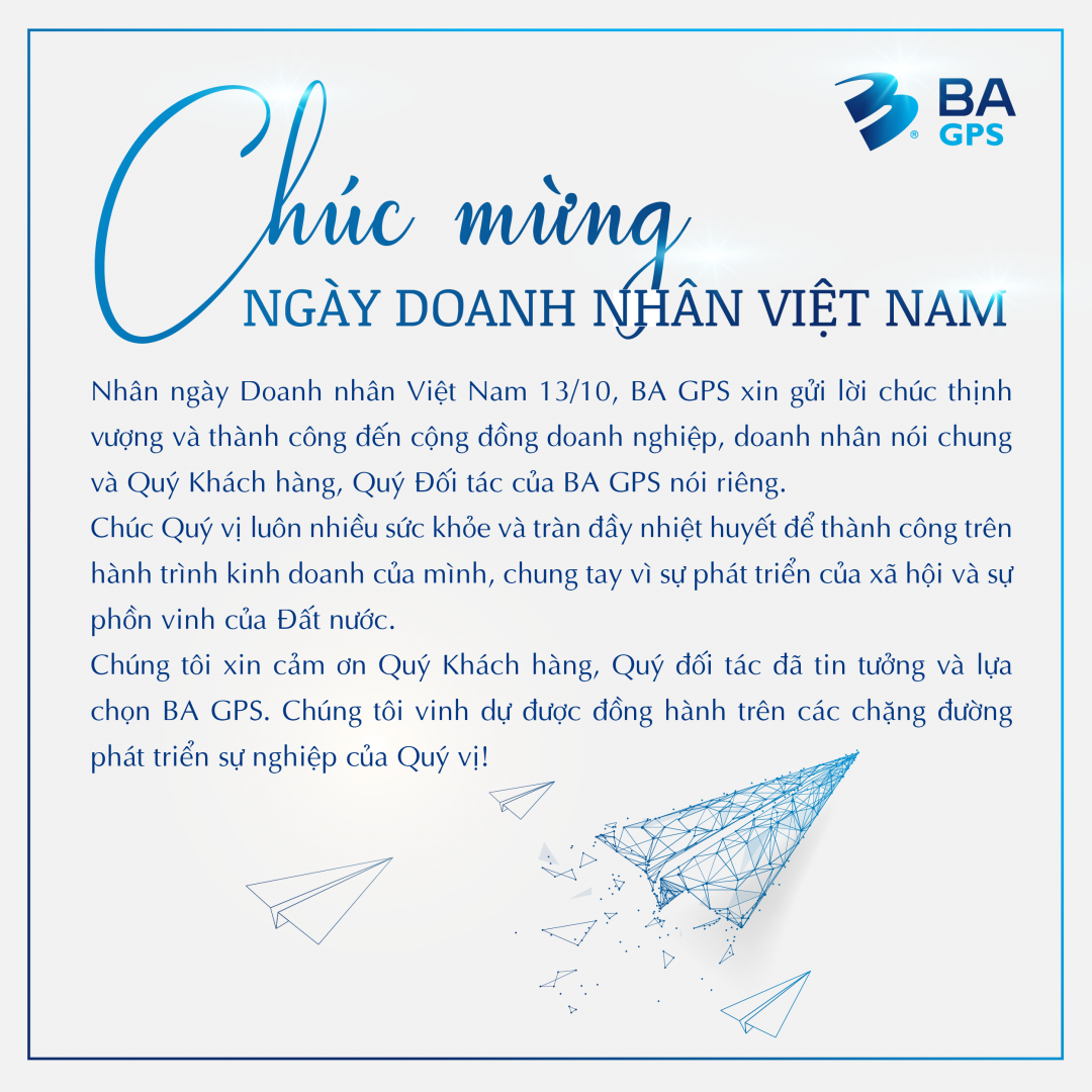 Để chào mừng ngày Doanh nhân Việt Nam, BA GPS 3 MIỀN chúc mừng và mang đến cho bạn một hình ảnh đầy sáng tạo và ý nghĩa. Hãy cùng chúc mừng và hòa mình vào không khí phấn khởi trong ngày này.