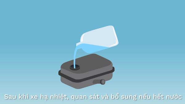Kiểm tra và đổ thêm nước nếu sau khi xe hạ nhiệt tài xế thấy két hết nước