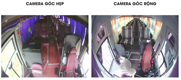 So sánh độ bao quát phương tiện giữa camera phổ thông & camera góc rộng trên xe khách 45 chỗ