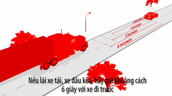 Giữ khoảng cách 6 giây nếu bạn là tài xế lái các loại xe có trọng tải lớn (Nguồn ảnh: VnExpress)