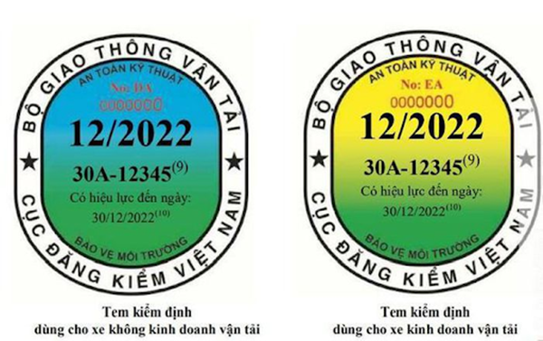 Mẫu tem kiểm định theo quy định của Thông tư 16/2021/TT-BGTVT.+