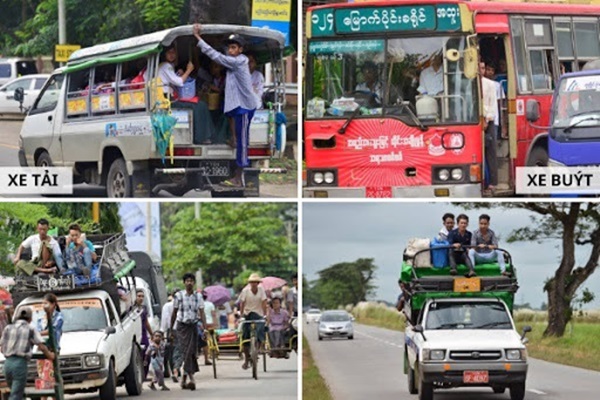 Xe tải không có kính chắn là phương tiện khá phổ biến ở Myanmar
